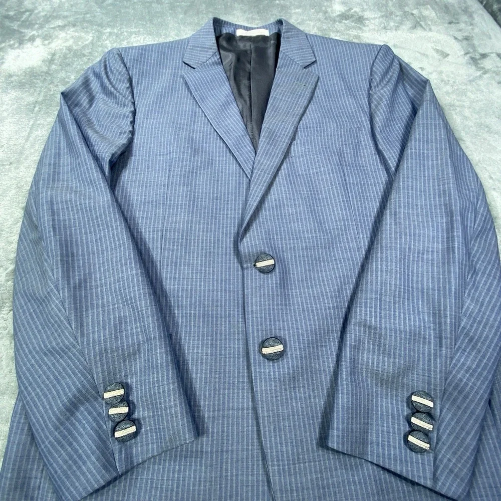 Joseph Abboud Blazer Mens 42R Blue Lanificio Stripe Sport Coat VTG 130s Wool USA